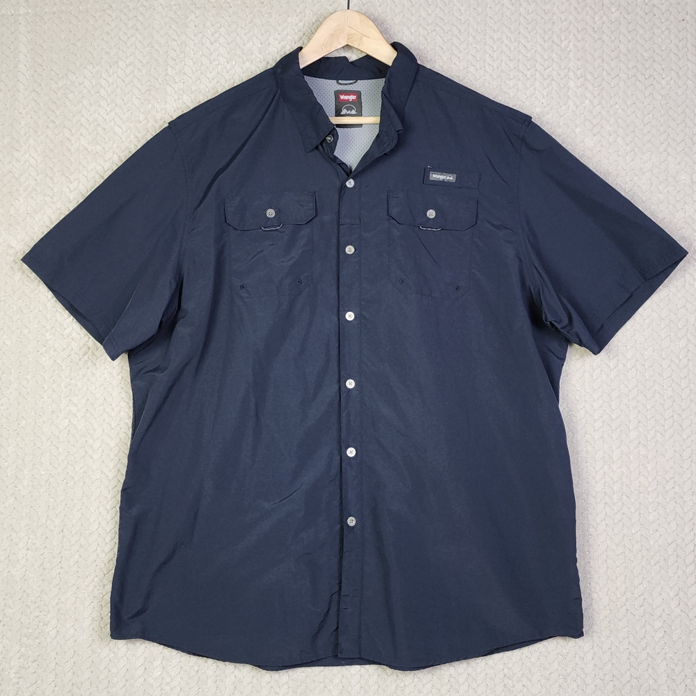 Wrangler Regular Fit Vented Black Short Sleeve Button Down Mens 3XL - Picture 1 of 9
